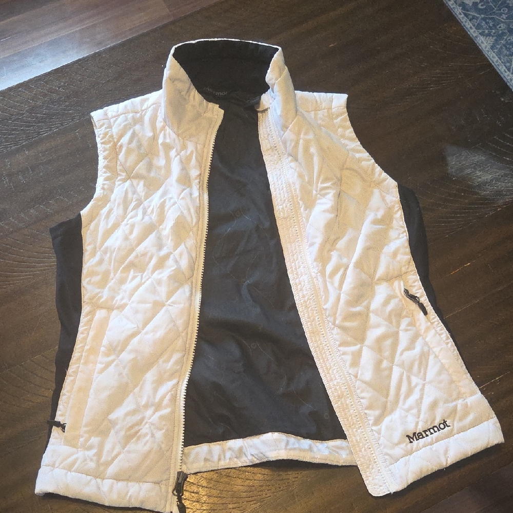 Marmot White and Black Quilted Vest